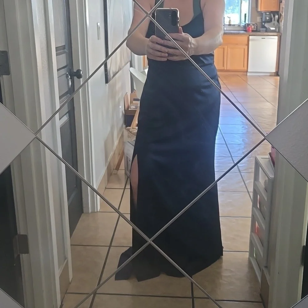 Vowd Weddings Midnight Blue Stretch Satin Gown Size XL - Picture 14 of 15